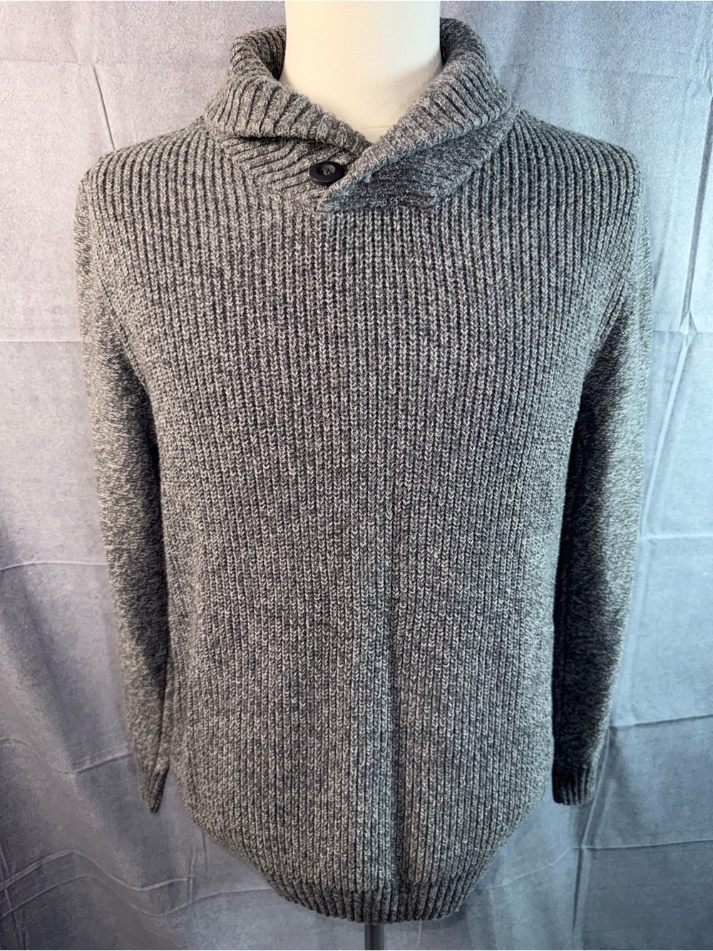 2253-urban pipeline Gray Ribbed Turtleneck Sweater with Button
